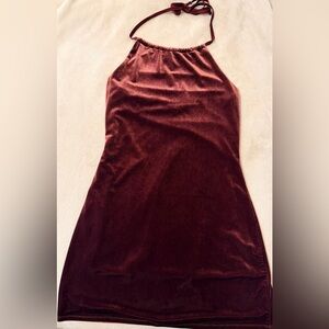 Wild Fable velvet halter sheath mini dress.